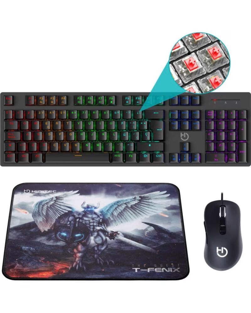 HIDITEC Pack teclado gaming gk400raton blitz alfombrilla t - fenix m