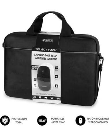 SUBBLIM Maletin Raton Inalambrico Select Pack para Portatiles hasta 15 6- Cinta para Trolley- Negro