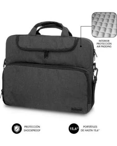 SUBBLIM Maletin air padding para portatil 15 6 pulgadas dark grey