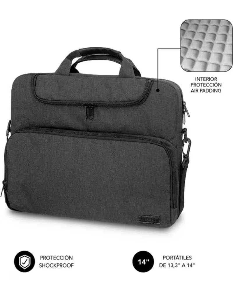 SUBBLIM Maletin Air Padding para Portatiles hasta 14- Gris Oscuro