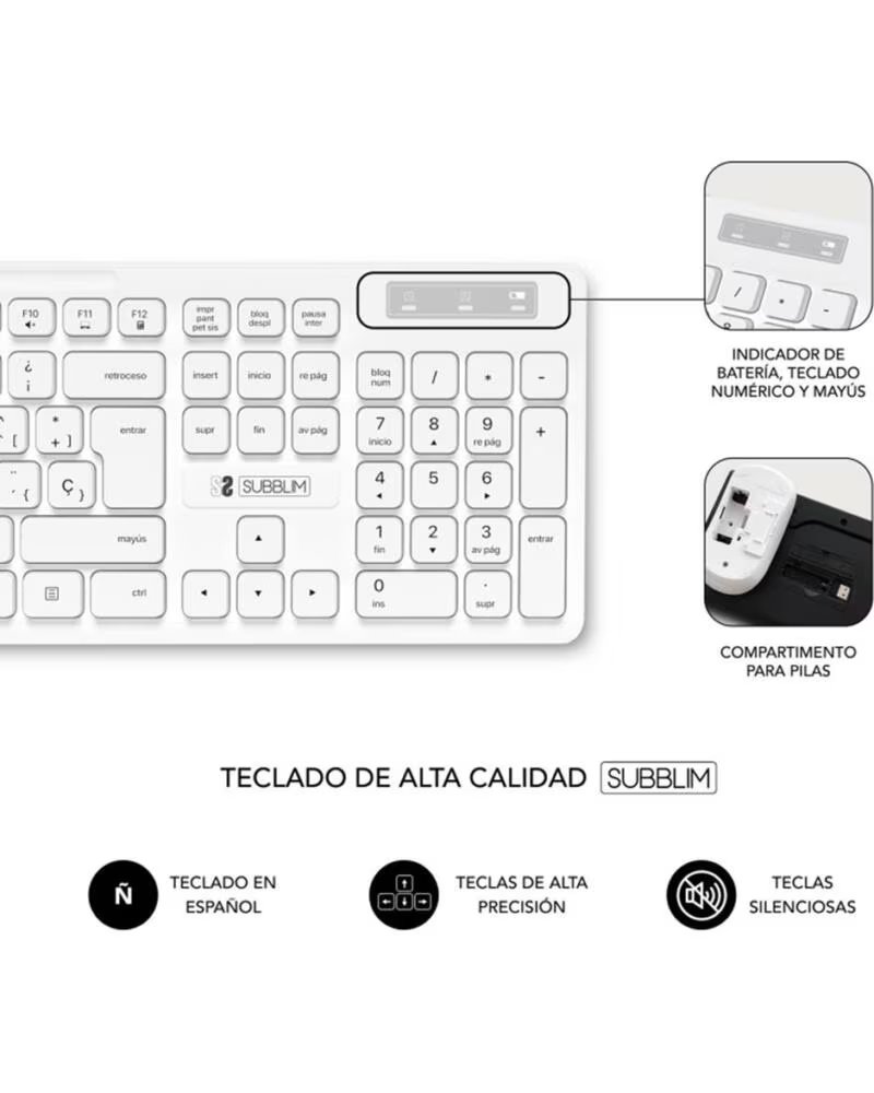 SUBBLIM TASTATUR UND MAUS COMBO BUSINESS SLIM LEISE KABELLOS