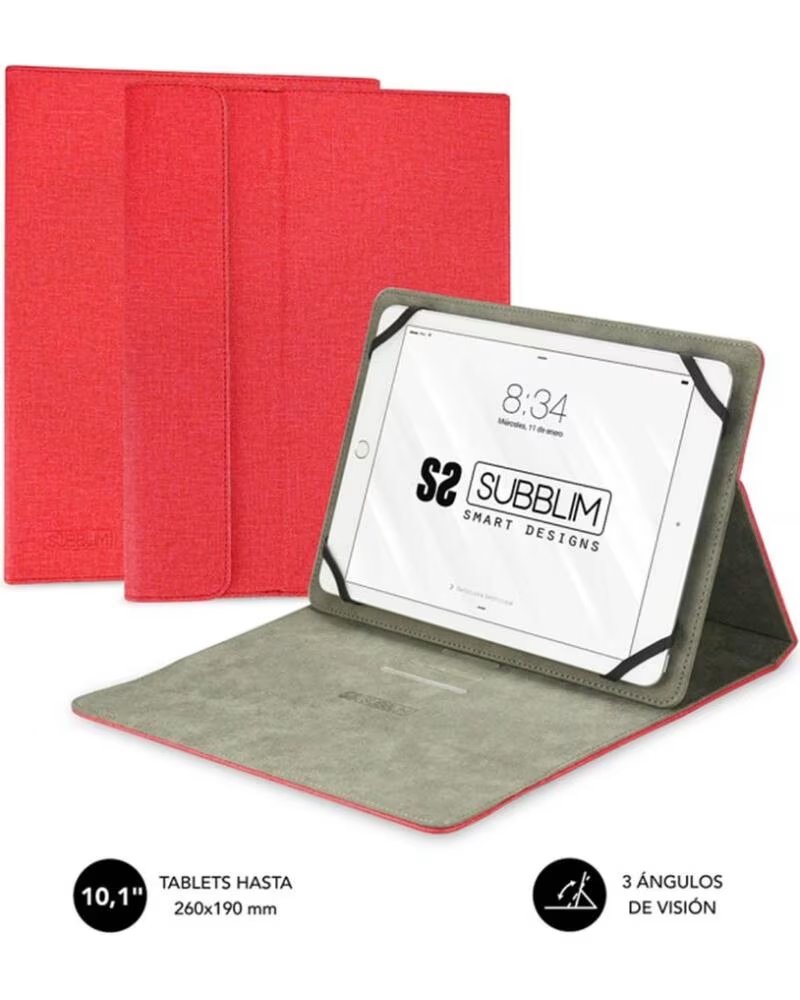SUBBLIM Funda clever para stand tablet 10 1 pulgadas rojo
