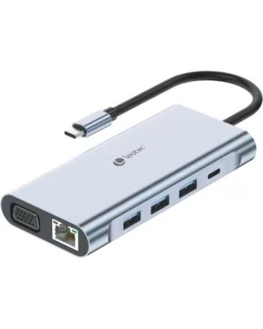 LEOTEC Docking USB Tipo-C LEDS01- 3xUSB- 2xUSB Tipo-C- 1xUSB Tipo-C PD- 1xHDMI 4K- 1xVGA- 1xRJ45- 1xAudio- 1xLector Tarjetas SD 