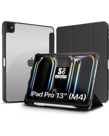SUBBLIM Funda clear shock case para ipad pro 12 9 pulgadas 2024 negro