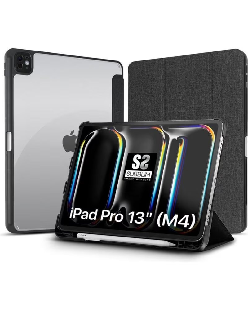 SUBBLIM Funda clear shock case para ipad pro 12 9 pulgadas 2024 negro