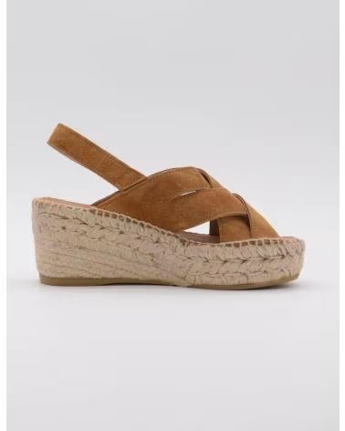 JUNCAL AGUIRRE SANDALI ZEPPA ESPADRILLAS CINGHIE INCROCIATE SCAMOSCIATO MARRONE MARRON