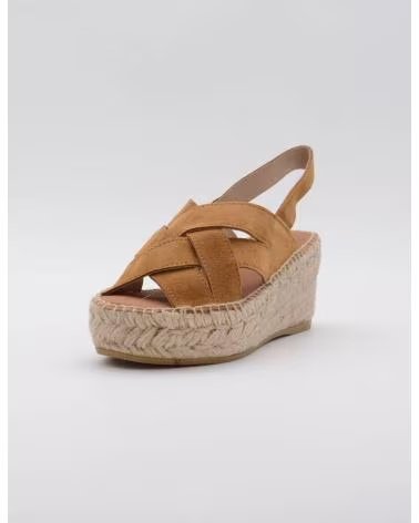 JUNCAL AGUIRRE SANDALI ZEPPA ESPADRILLAS CINGHIE INCROCIATE SCAMOSCIATO MARRONE MARRON