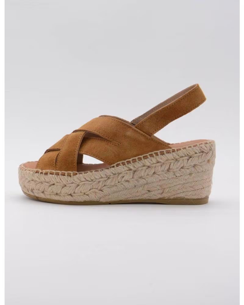 JUNCAL AGUIRRE SANDALI ZEPPA ESPADRILLAS CINGHIE INCROCIATE SCAMOSCIATO MARRONE MARRON