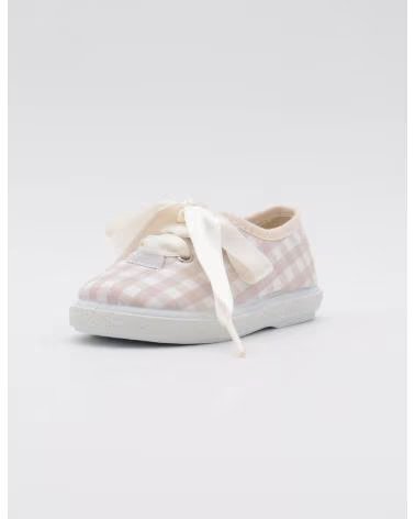 LEINENSCHUH VICHY BEIGE 1000-CU MIT BAND-SCHNÜRSENKEL - MARCA INEXISTENTE BEIGE