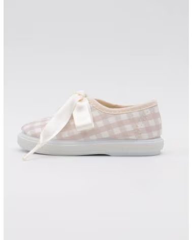 LEINENSCHUH VICHY BEIGE 1000-CU MIT BAND-SCHNÜRSENKEL - MARCA INEXISTENTE BEIGE