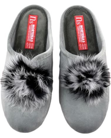 Pantofole per Donna norteÑas ZAPATILLAS OTONO INVIERNO NORTENAS POMPOM GRIS 1266467 GRIS