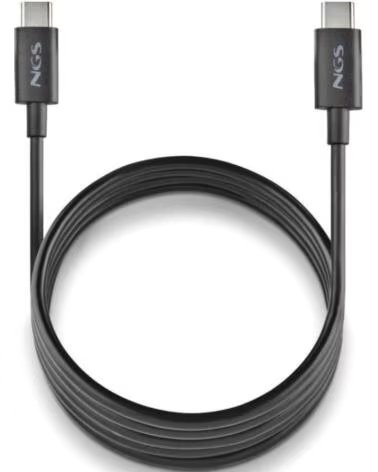 NGS Cable USB 2 0 Tipo-C ZYRO 60W-1- USB Tipo-C Macho - USB Tipo-C Macho- Hasta 60W- 480Mbps- 1m- Negro