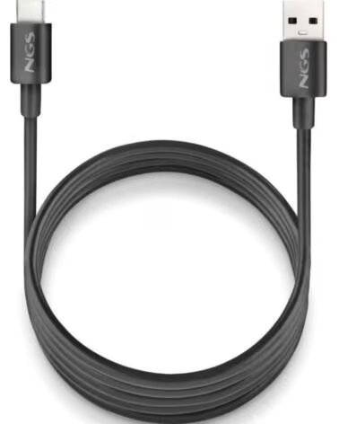 NGS Cable USB 2 0 ZYRO-AC- USB Macho - USB Tipo-C Macho- Hasta 15W- 480Mbps- 1m- Negro
