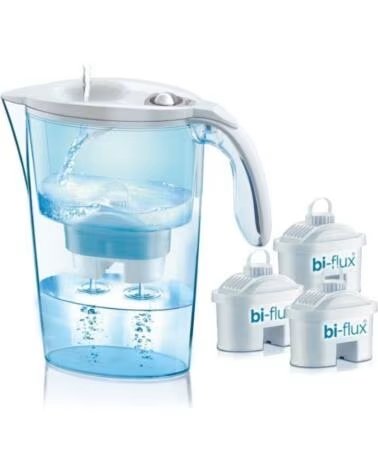 LAICA Pack Jarra Filtrante Stream Line- 2 3L- Blanca- Jarra 3 Filtros BI-FLUX