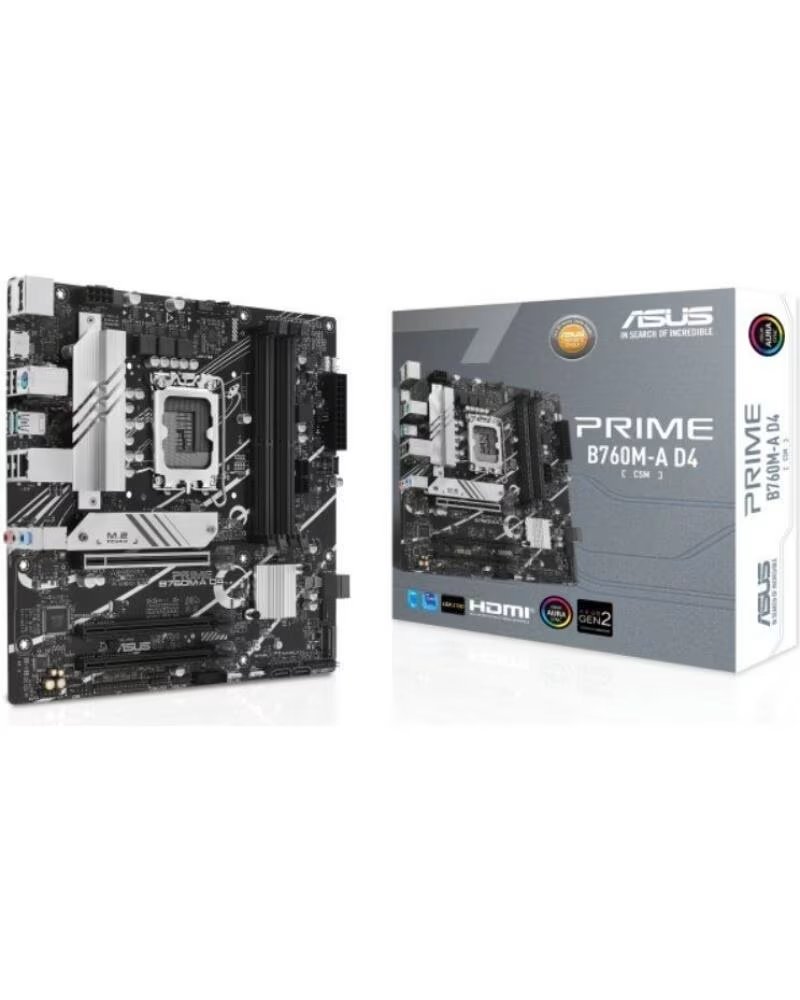 ASUS Placa Base Prime B760M-A D4-CSM- Socket 1700- DDR4- PCIe 4 0- Micro ATX