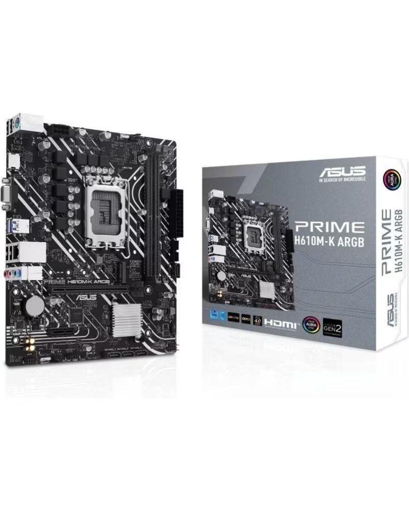 ASUS Placa Base Prime H610M-K ARGB Socket 1700- DDR5- PCIe 4 0- Micro ATX