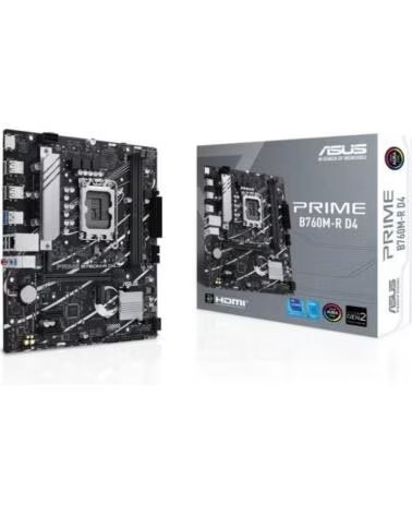 ASUS Placa Base Prime B760M-R D4 Socket 1700- DDR4- PCIe 4 0- Micro ATX