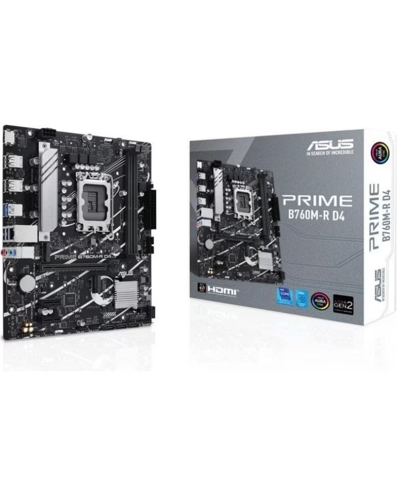 ASUS Placa Base Prime B760M-R D4 Socket 1700- DDR4- PCIe 4 0- Micro ATX