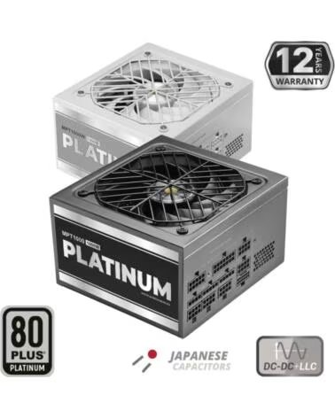 MARS GAMING Fuente de Alimentacion MPT1000- 1000W- Ventilador 12cm- ATX 3 1- PCIe 5 1- 80 Plus Platinum- Negra