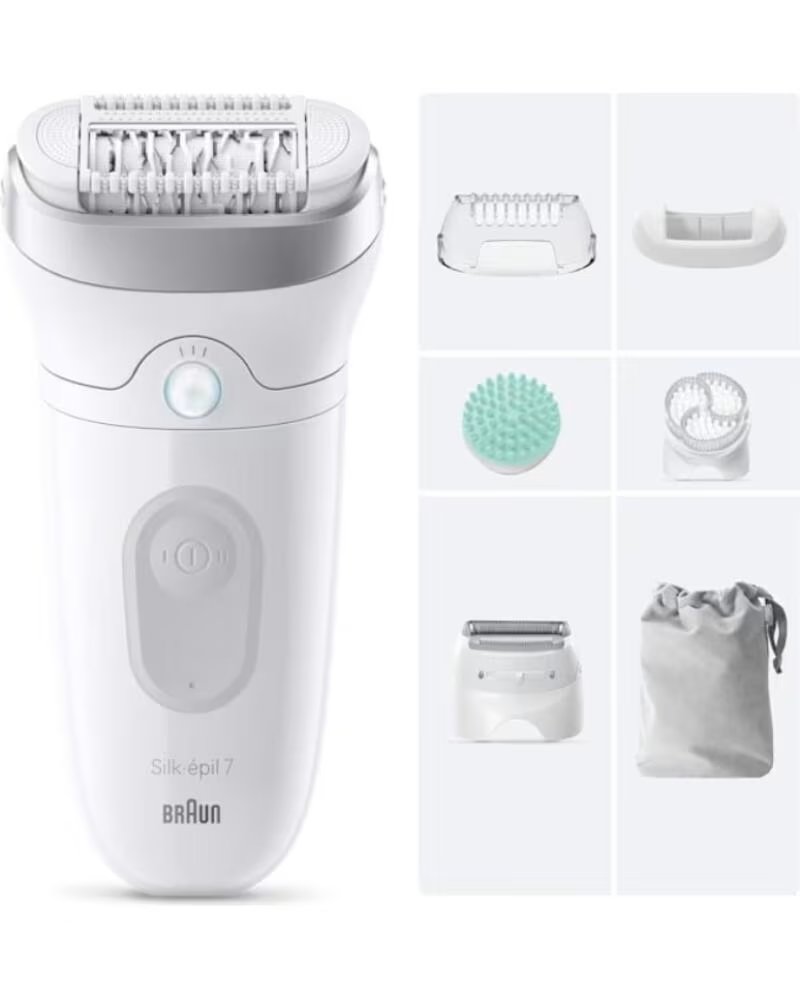 BRAUN Depiladora Silk Epil SkinSpa7 7-081- con Bateria- 6 Accesorios