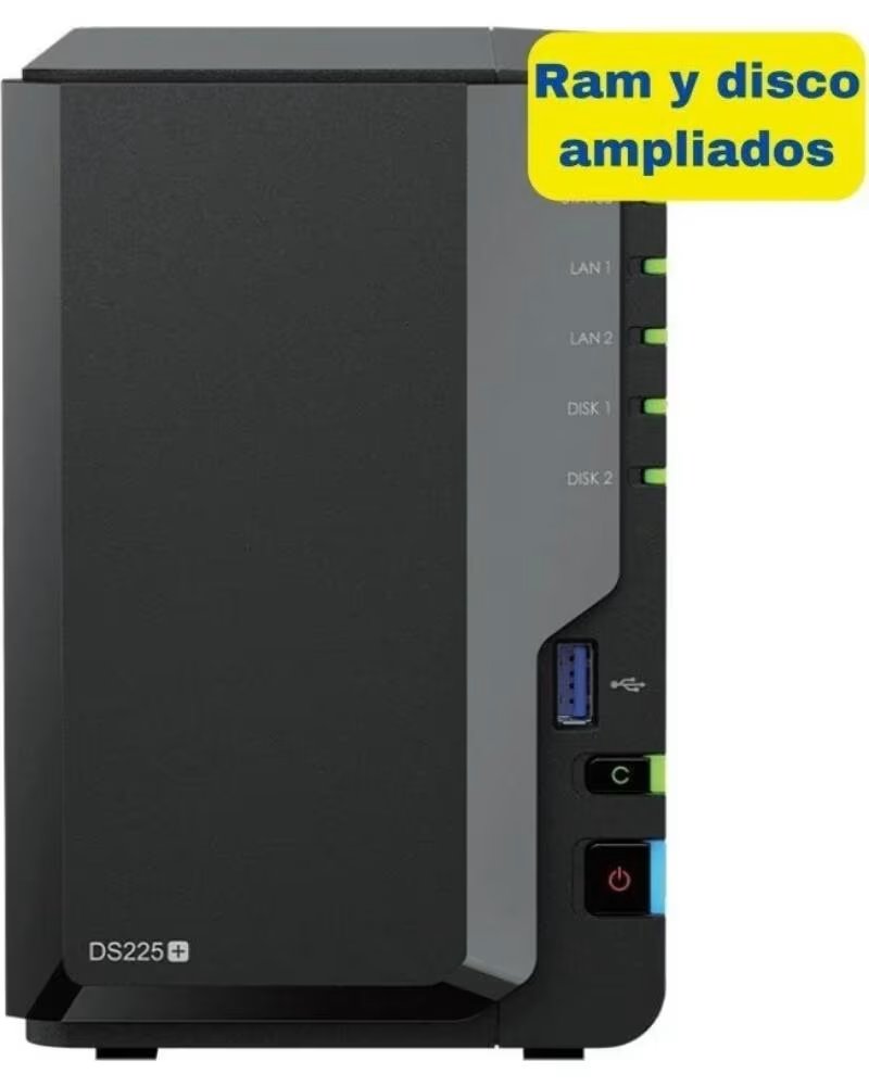 SYNOLOGY NAS Diskstation DS225- 2 Bahias 3 5- 2 5- 6GB DDR4- 8TB- Formato Torre