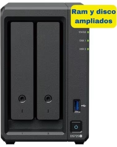 SYNOLOGY NAS Diskstation DS725- 2 Bahias 3 5- 2 5- 8GB DDR4- 8TB- Formato Torre
