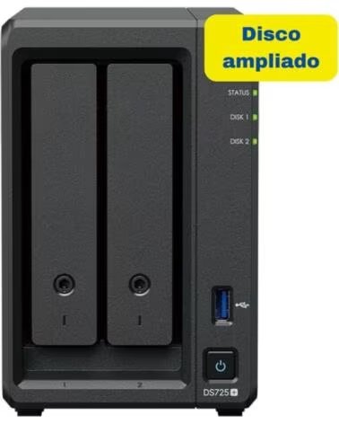 SYNOLOGY NAS Diskstation DS725- 2 Bahias 3 5- 2 5- 4GB DDR4- 8TB- Formato Torre