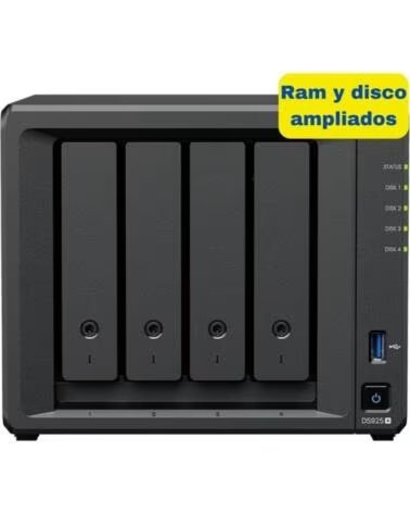 SYNOLOGY NAS Diskstation DS925- 4 Bahias 3 5- 2 5- 8GB DDR4- 16TB- Formato Torre