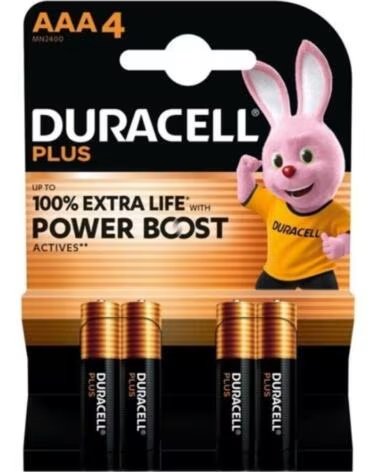 DURACELL Pack de 4 Pilas AAA Plus Power Boost DPBLR3B4- 1 5V- Alcalinas