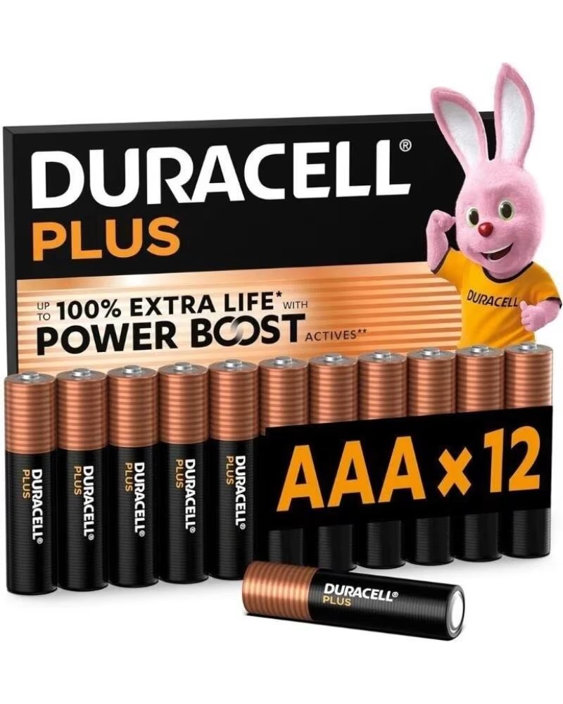 DURACELL Pack de 12 Pilas AAA Plus Power Boost DPBLR3B12- 1 5V- Alcalinas