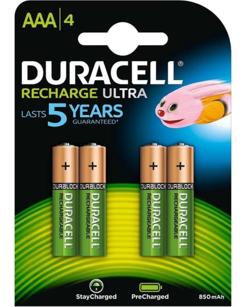 DURACELL Pack de 4 Pilas AAA HR03-A- 1 2V- Recargables