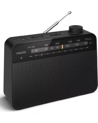 PHILIPS Radio Portatil TAR2509- a Pilas- con Cable- Negro
