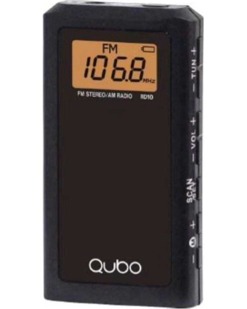 QUBO Radio Portatil RD-10- con Cable- a Pilas- Negra
