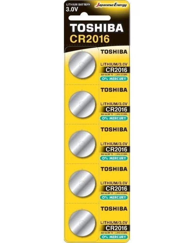 TOSHIBA Pack de 5 Pilas de Boton CR2016- 3V