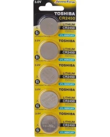 TOSHIBA Pack de 5 Pilas de Boton CR2450- 3V- Alcalinas