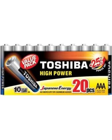 TOSHIBA Pack de 20 Pilas AAA High Power LR03- 1 5V- Alcalinas