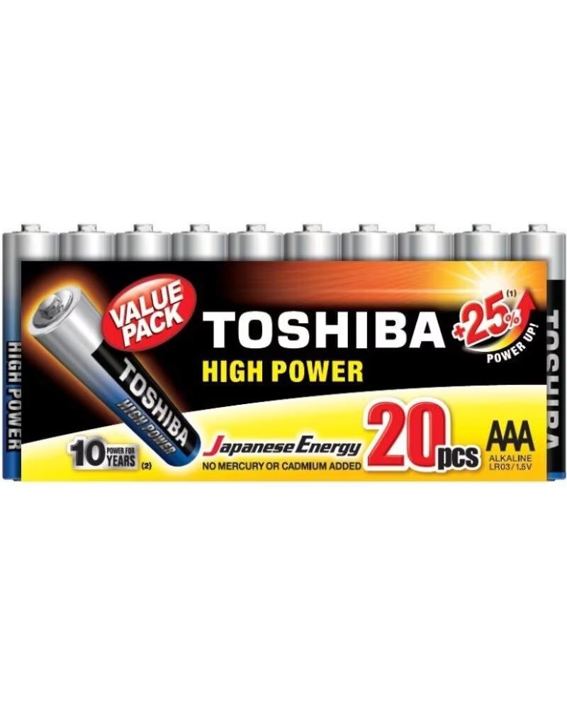 TOSHIBA Pack de 20 Pilas AAA High Power LR03- 1 5V- Alcalinas