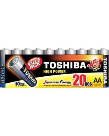 TOSHIBA Pack de 20 Pilas AA High Power LR6- 1 5V- Alcalinas