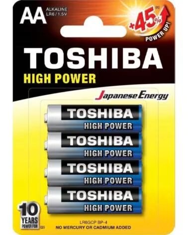 TOSHIBA Pack de 4 Pilas AA High Power LR6- 1 5V- Alcalinas