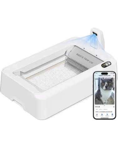 PETKIT Arenero para Gatos Autolimpiable PuroBot Crystal Duo con Cubierta- Control desde APP- Blanco