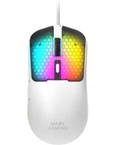 MARS GAMING Raton Gaming MM-Viper- Hasta 12800 DPI- Blanco