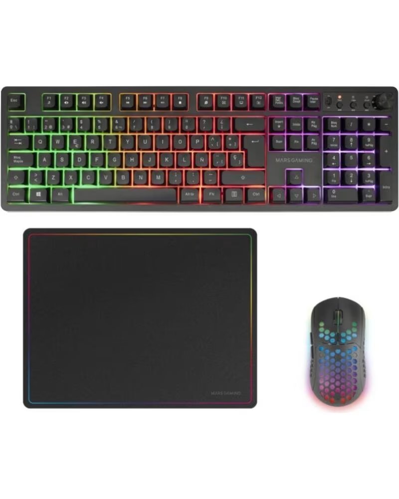 mars gaming Pack Gaming MCPWX- Teclado Inalambrico Raton Inalambrico Alfombrilla