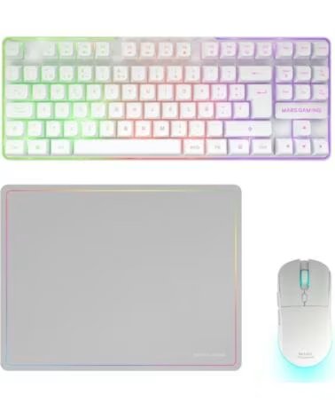 MARS GAMING Pack Gaming MCPWTKL- Teclado Inalambrico Raton Inalambrico Alfombrilla