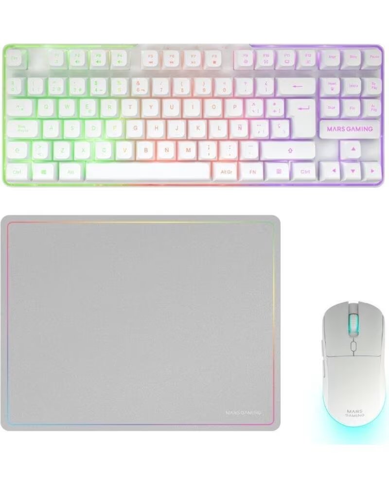 MARS GAMING Pack Gaming MCPWTKL- Teclado Inalambrico Raton Inalambrico Alfombrilla