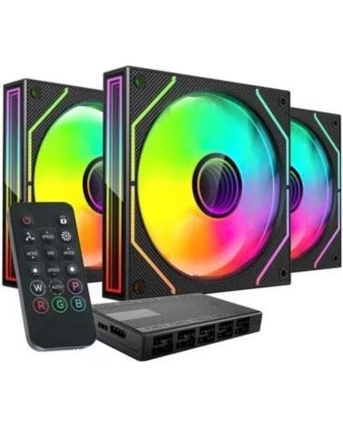 MARS GAMING Pack 3 Ventiladores MF-3DPROKIT- 12cm HUB Mando a Distancia- ARGB