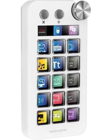 mars gaming Control Deck MSD-NEO- 15 Teclas LCD- 1 Rueda- 2 Botones- Blanco