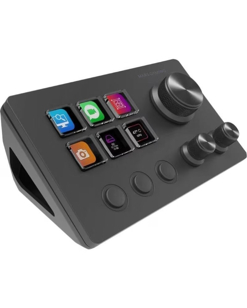 mars gaming Control Deck MSD-TWO- 6 Teclas LCD- 3 Ruedas- 3 Botones- Negro