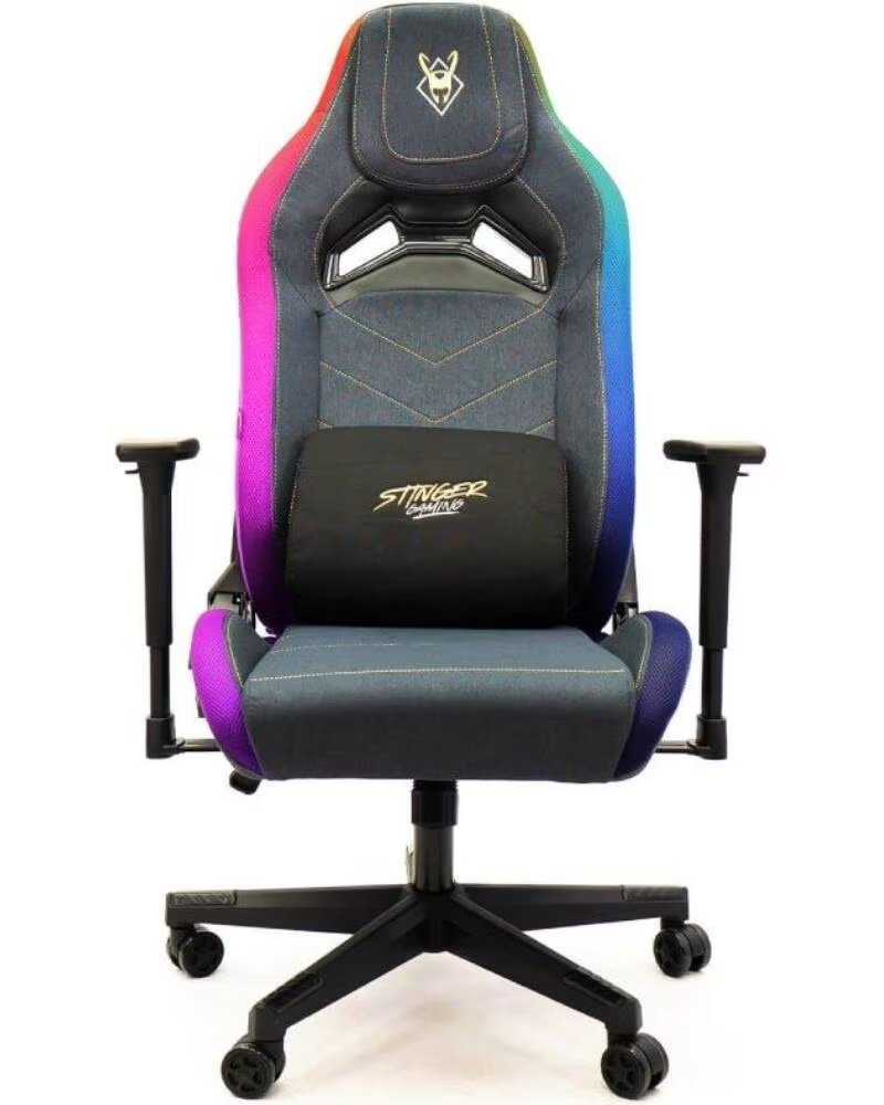 STINGER BY WOXTER Silla Gaming Woxter Stinger Station Elite- Luces LED- Dorada y Plata