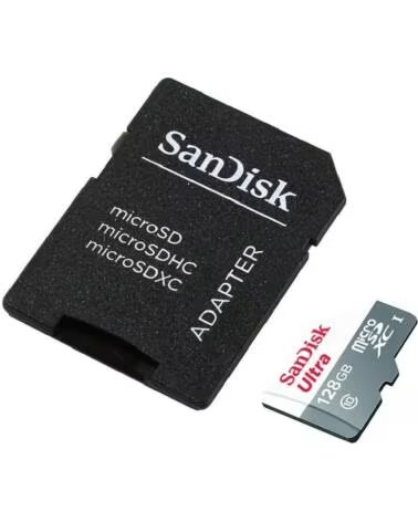 SANDISK Tarjeta de Memoria Ultra 128GB microSD XC con Adaptador- Clase 10- 80MB-s