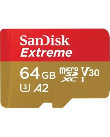 SANDISK Tarjeta de Memoria Extreme 64GB microSD XC UHS-I con Adaptador- Clase 10- 170MBs